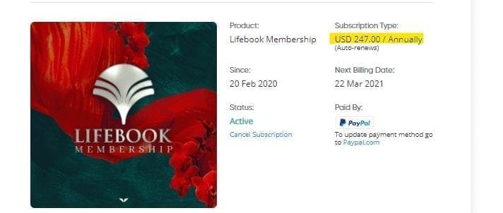 Lifebook Membership Charge