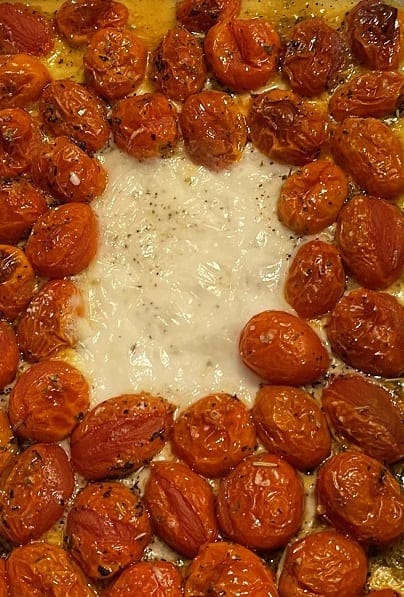 vegan baked feta and tomatoes